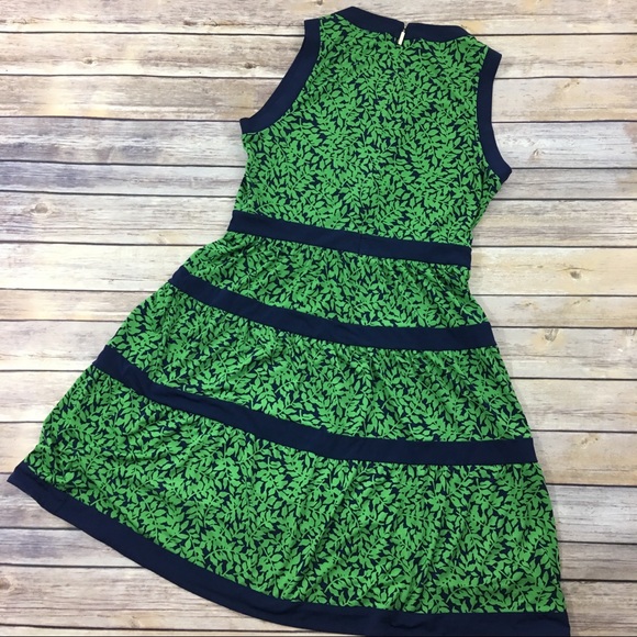 MICHAEL Michael Kors green & navy leaf print dress - Picture 4 of 5